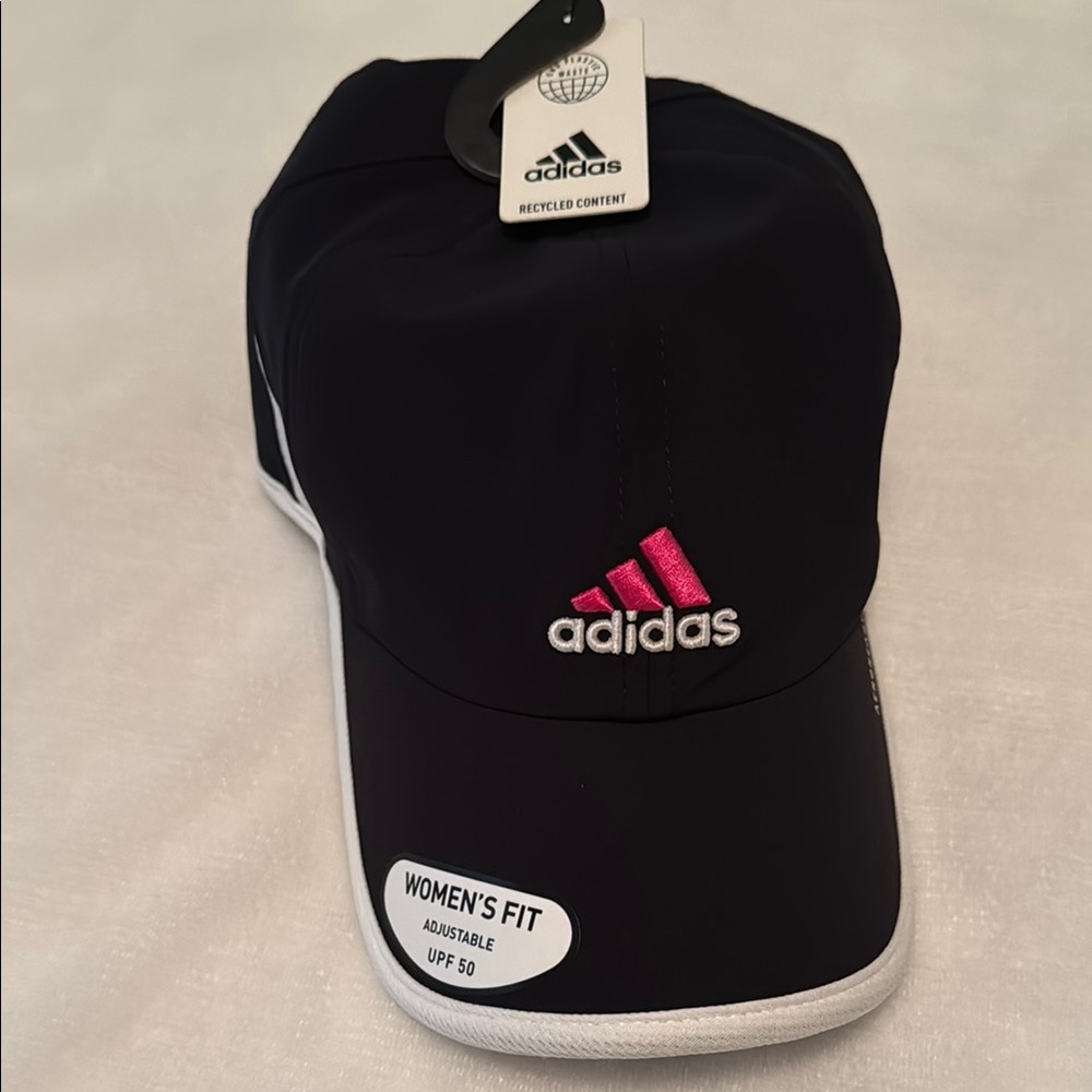 Adidas Women's Black Cap with Pink Logo